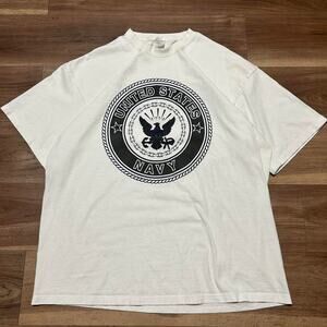 Vintage US Navy Seal Logo T-Shirt White Graphic Tee Size XXL‎